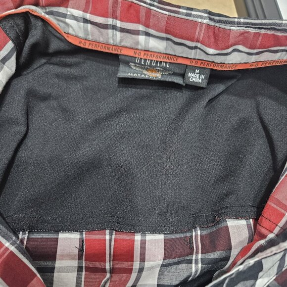 Harley-Davidson Shirt Mens Medium Plaid Eagle Patch Motor Clothes Western - Picture 12 of 16